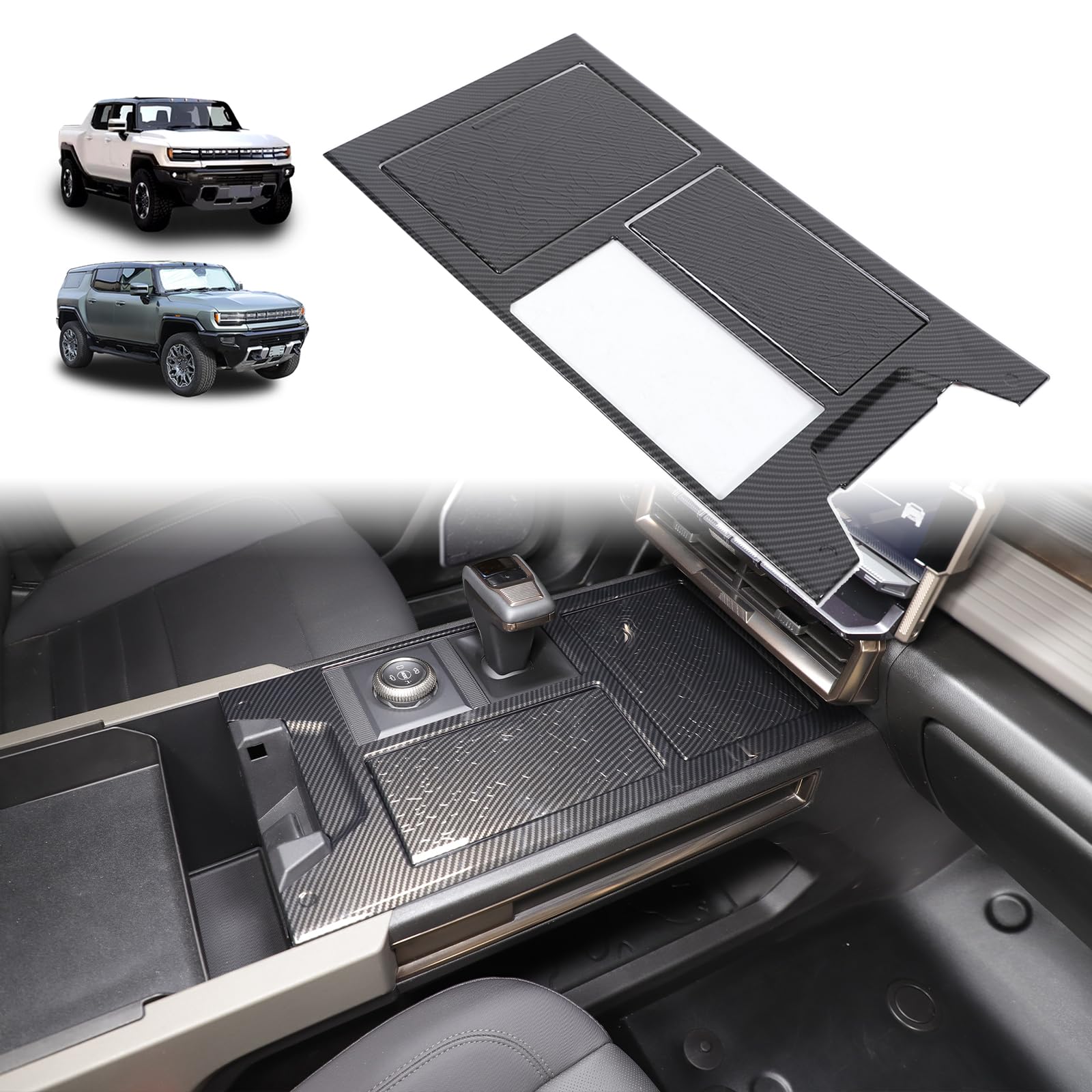 for Hummer EV Accessories Center Console Gear Shift Panel Cover Trim Frame for Hummer EV SUV Truck 2022-2024 2025 Gear Shift Control Anti-Scratch Panel Decorative Sticker (Carbon Fibre Pattern )