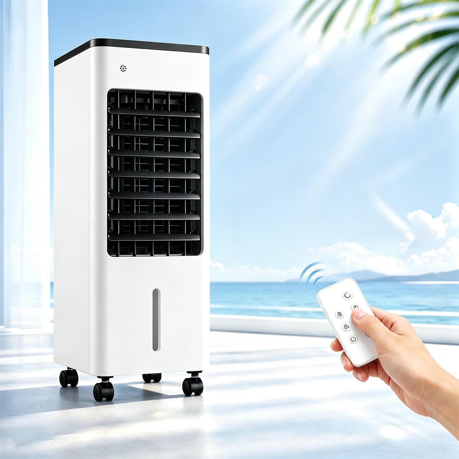Enfriador De Aire Portátil, Enfriador Evaporativo Con Depósito De Agua, 3 Velocidades, Oscilación De 120°, Unidad De Refrigeración Silenciosa Con Ruedas Para Dormitorio, Oficina Y Hogar
