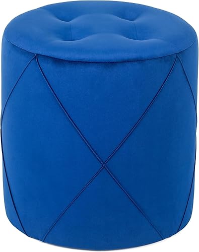 Joveco Moderno otomano redondo, taburete de tocador tapizado de terciopelo con asiento acolchado suave, reposapiés para mesa auxiliar, taburete para