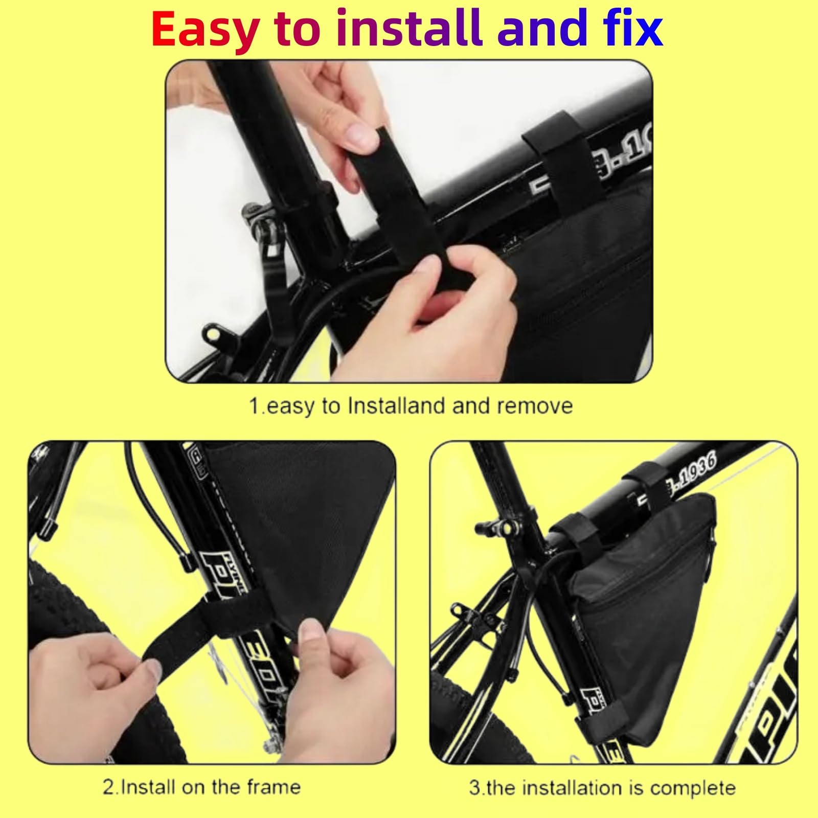 Borsa Triangolo Per Bicicletta,Borsa Bici Telaio,Borsa Triangolare Telaio per Bicicletta Impermeabile,Borsa Tubo Telaio Triangolo per Bici,Borsa Triangolo,Borsello Sella Sellino Triangolare