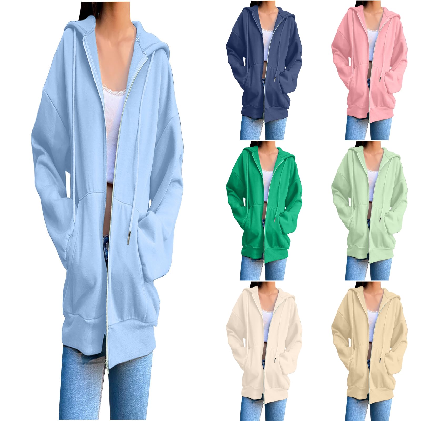 Amazon.com: JiXiang Womens Lightweight Hoodies Full Zip Up 