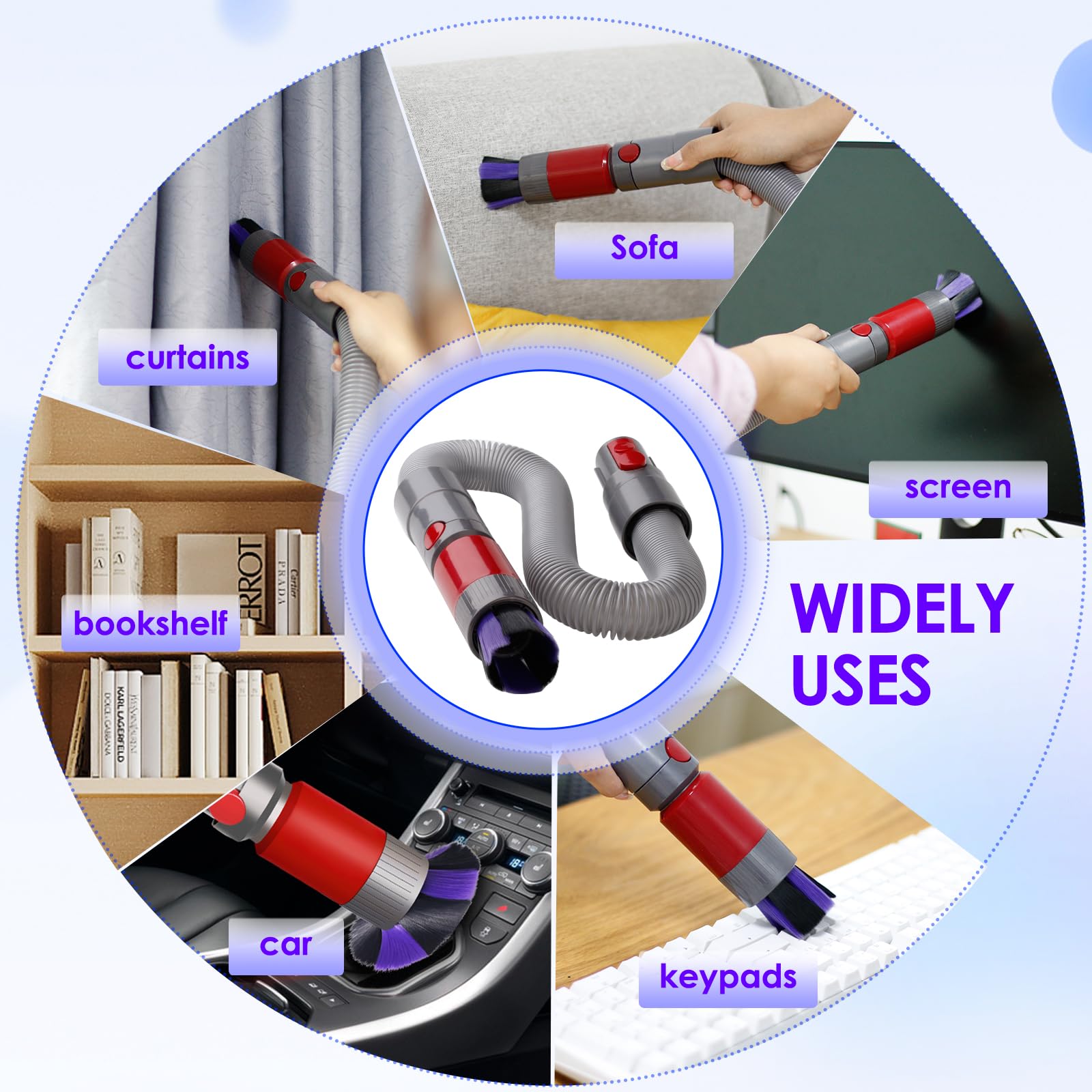 Limpiador de cabezal de motor de liberación rápida compatible con aspiradoras inalámbricas Dyson V7 V8 V10 V11 V15 para alfombras de suelo de madera dura SV10 SV11 SV12 SV14 con manguera de extensión