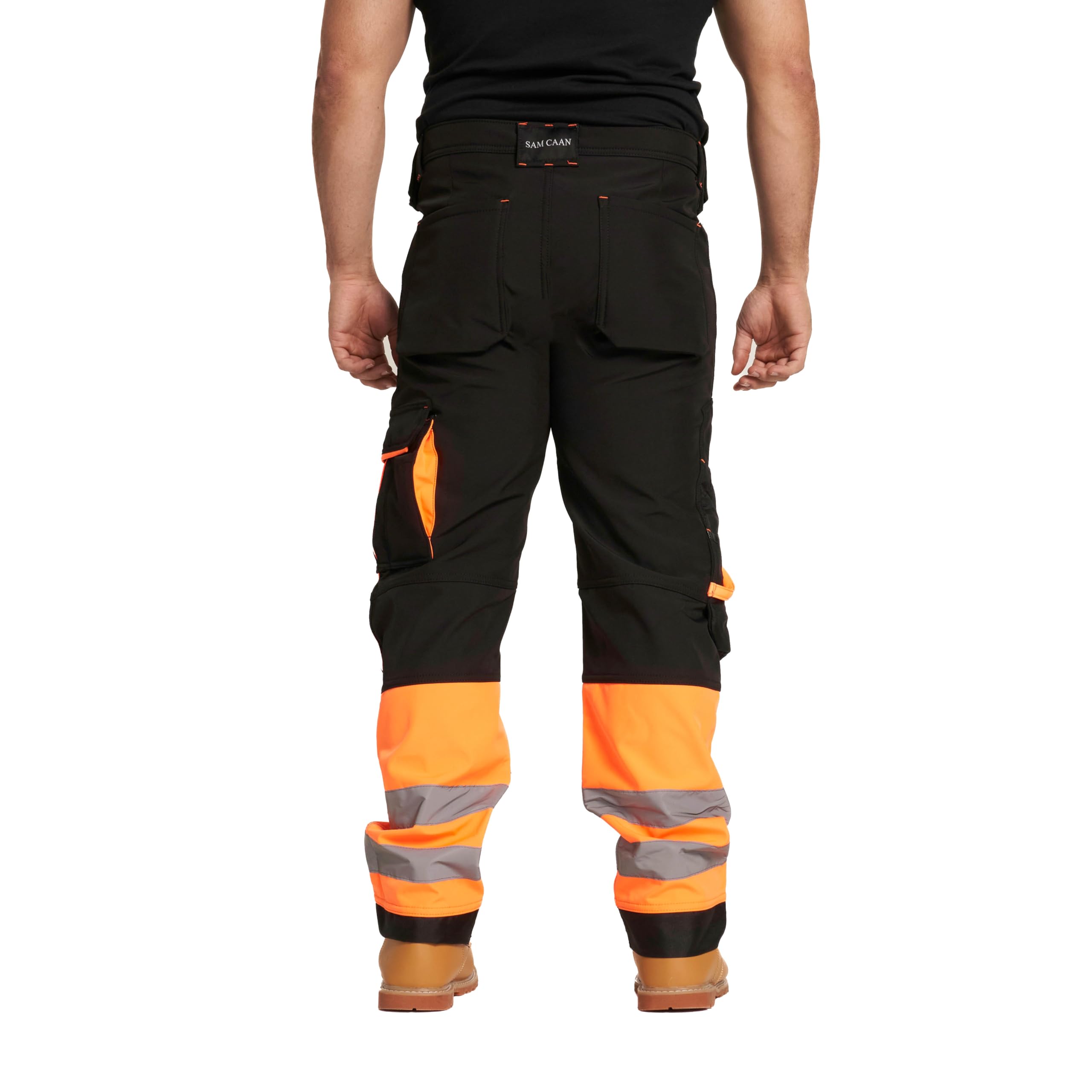 Hi Vis - Pantaloni da lavoro da uomo Softshell ad alta visibilità, riflettenti, resistenti all'acqua, resistenti alla pioggia, antivento, sicurezza sul posto, abbigliamento da lavoro,