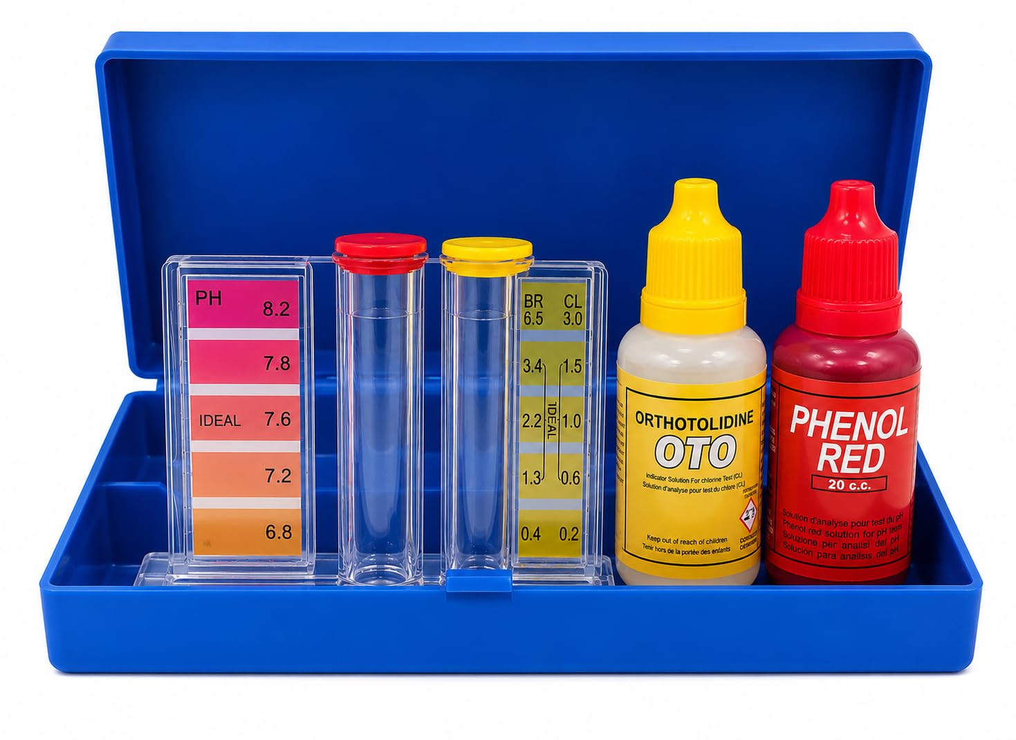 COIL Tester wody do basenu i spa, test kropli pod kątem pH i chloru, OTO i Phenol Red, zestaw z etui 15 x 7,3 cm