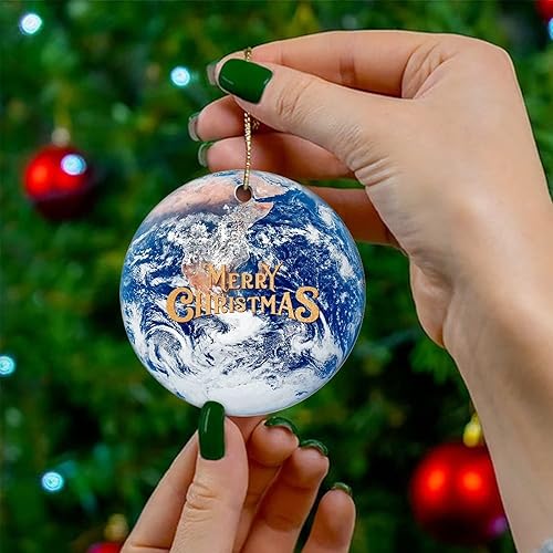 Miniatura 4 de Adorno de Navidad de cerámica impreso de dos caras del universo y los planetas, novedad para familiares, amigos, niños, fanáticos de la astronomía,