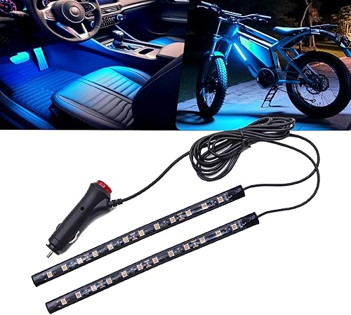 Luces interiores LED DC 12V luz ambiental para asiento de coche, tira de luz LED DRL tira de luz diurna para coche, luces de atmósfera azul Icyblue,