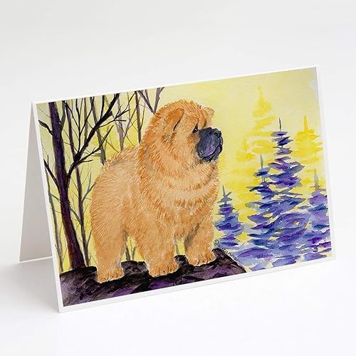 Caroline's Treasures SS8603GCA7P Chow Chow - Tarjetas de felicitación y sobres, paquete de 8 tarjetas en blanco con sobres, tamaño A7, tarjetas de