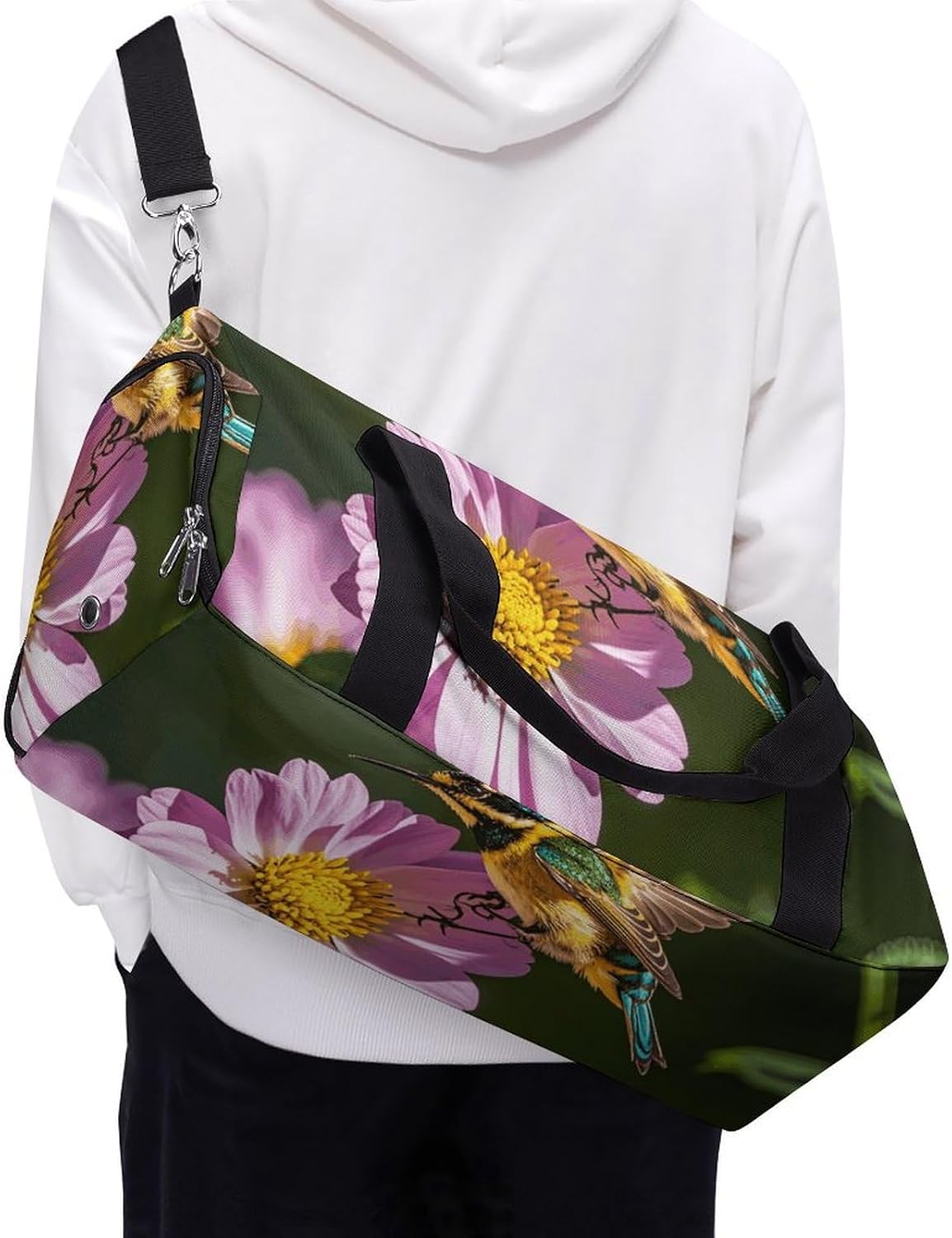 Gym Bag for Men Travel Duffle Bag Garden Bird Flowers Tote Bag Weekender Duffel Bag Weekender Bag for Sports