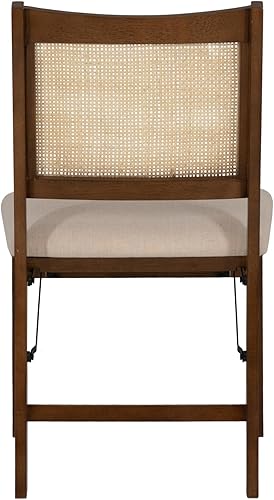 Miniatura 11 de Powell Kasi - Silla auxiliar de madera plegable de madera con caña de ratán natural y marrón