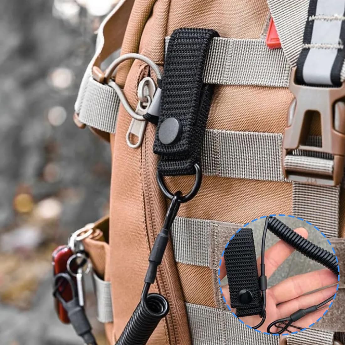 3 Stück Tactical Lanyard Paracord, Elastische Spiralkabel mit 2