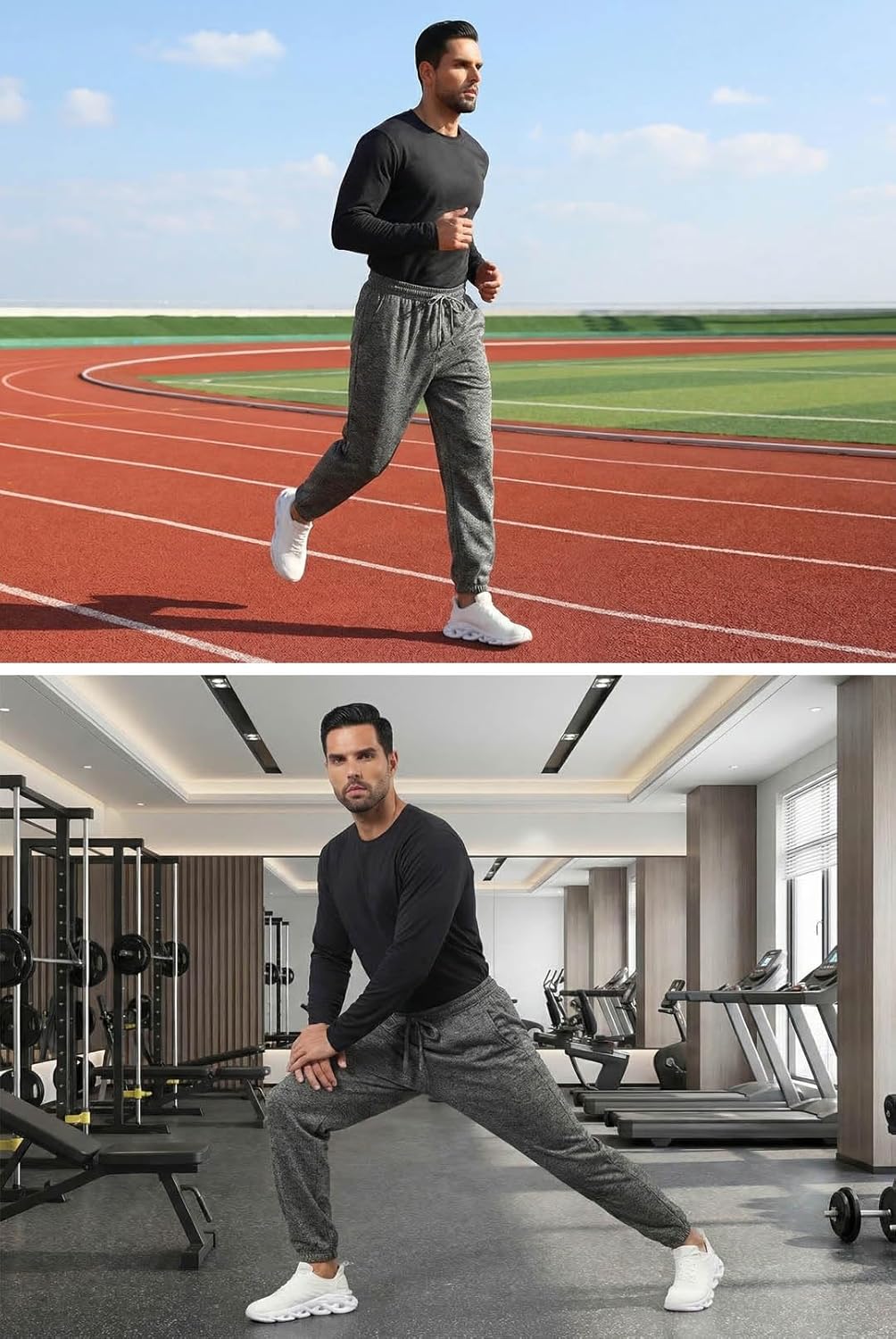 Fleece Elastic Bottom Drawstring Waist Mens Sweatpants with Pockets Anti Pilling Breathable 3 Packs