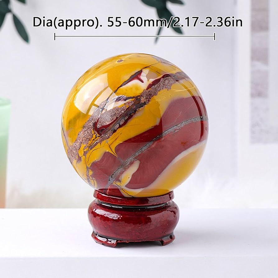 天然ムーカイトジャスパー　球体置物 木製台座付き 天然ムーカイトジャスパー球体置物 木製台座付き