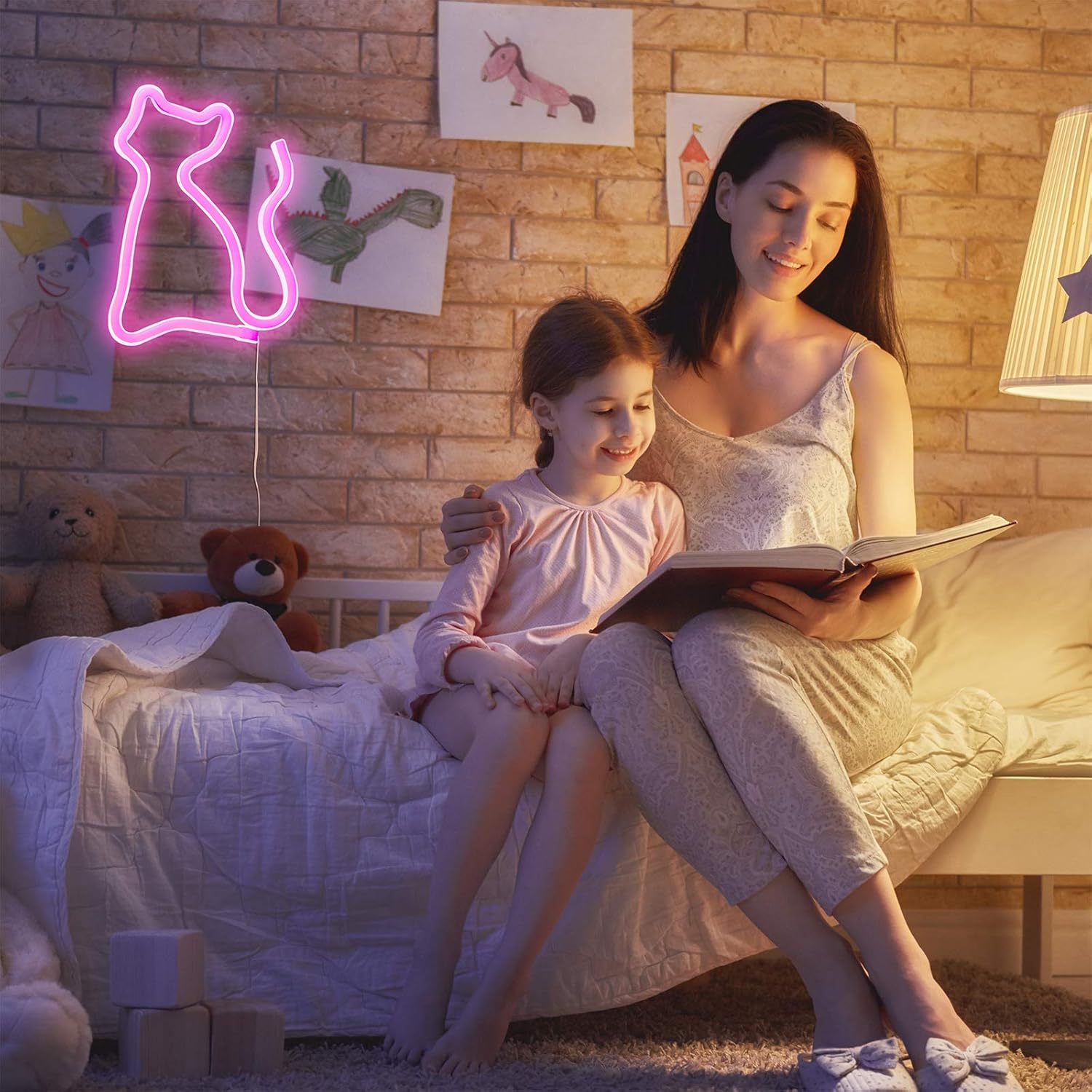 LED Cat Pink Neon Signs Lights for Wall Decor, Battery or USB Operated for Room Bedroom Wall Decor, Cat Gifts for Christmas, Birthday, Cat lover,Kids, Girls, Women, Men