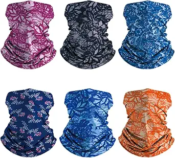 6-Pack Balaclava Face Mask for Men & Women - UV Protection Neck Gaiter, Multi-Use Cycling Mask & Breathable Headband