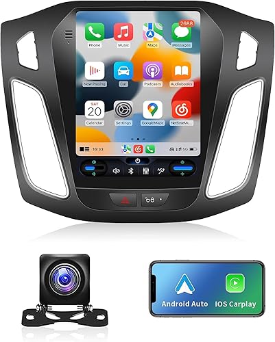 Radio estéreo de coche de 4 GB+64 GB (8 núcleos) 5GWiFi para Ford Focus 2012-2018 con CarPlay inalámbrico y Android Auto, pantalla táctil HD 10.4