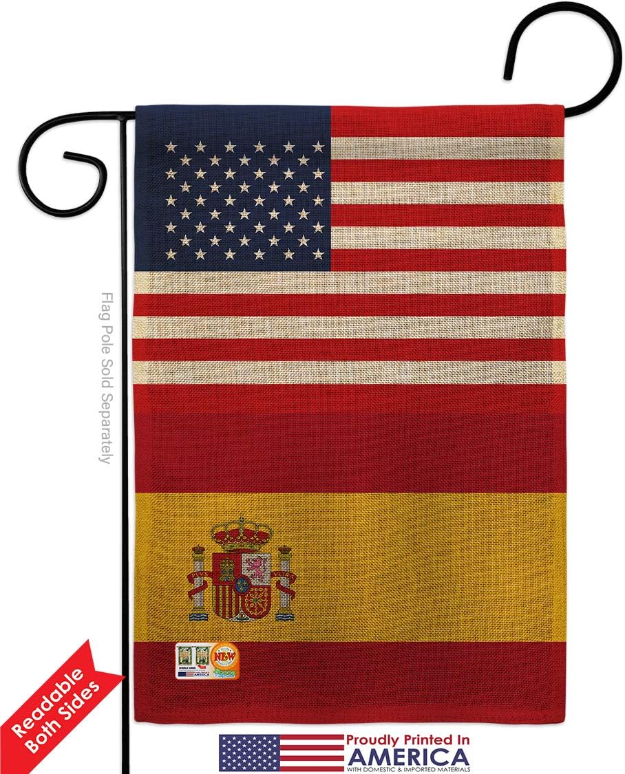 Spain US Friendship Burlap Burlap Garden Flag Regional USA American Alliance World Country Particular Area Small Decorative Gift Yard House Banner Double-Sided Made In 13 X 18.5