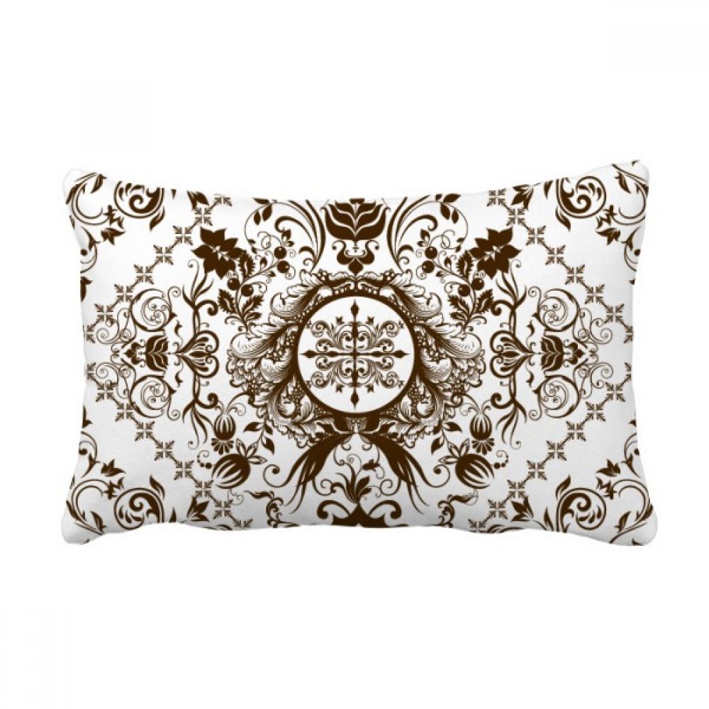 Coussin lombaire illustration feuille fleur motif géométrique multicolore 16x24 pouces