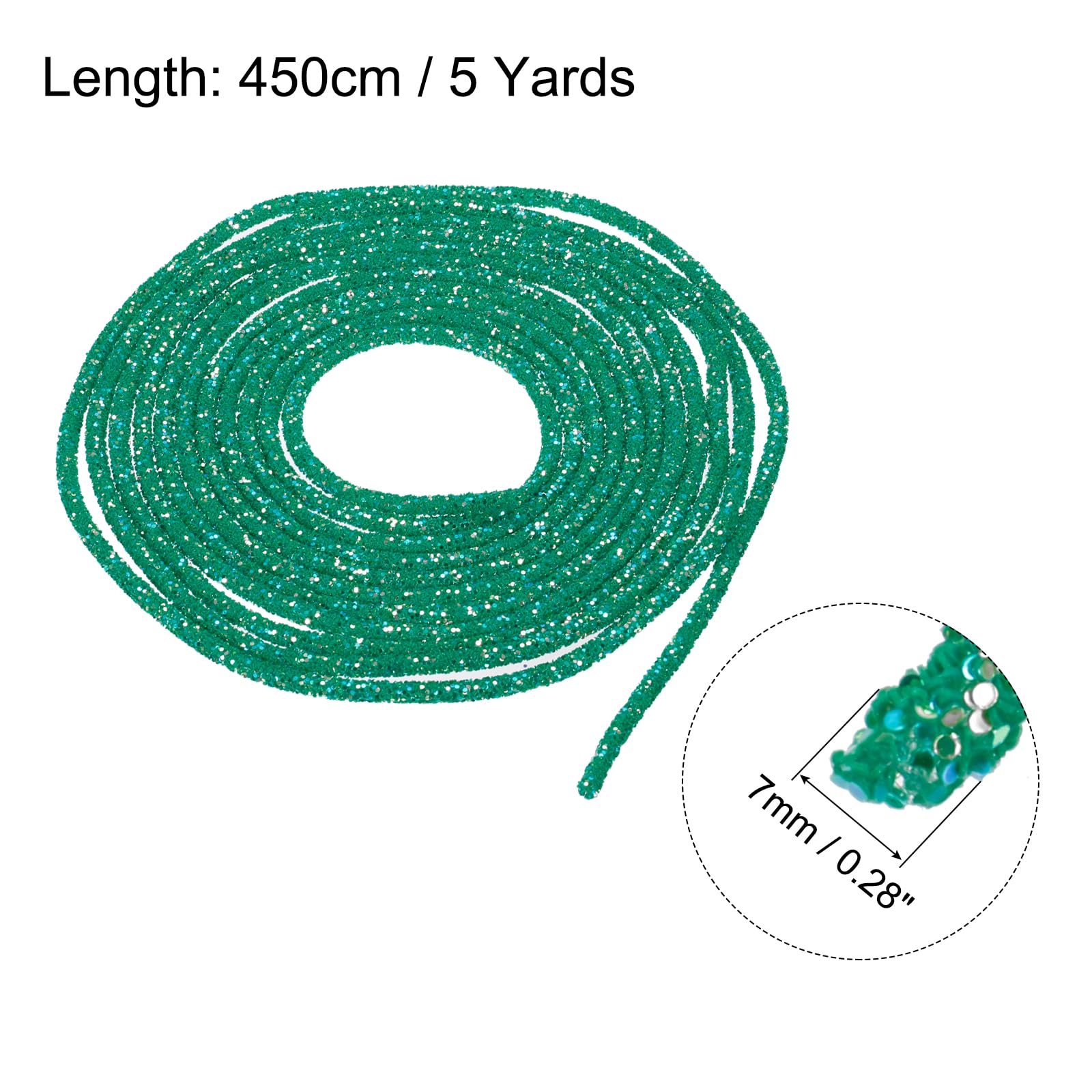 sourcing map 5 Yard 6mm 0.24 inch Glitter Sequins Rope Sequins Rhinestone Tube Cord for DIY Wedding Dresses Costume Clothing Shoes Jewelry Accessory Clear White — view 190