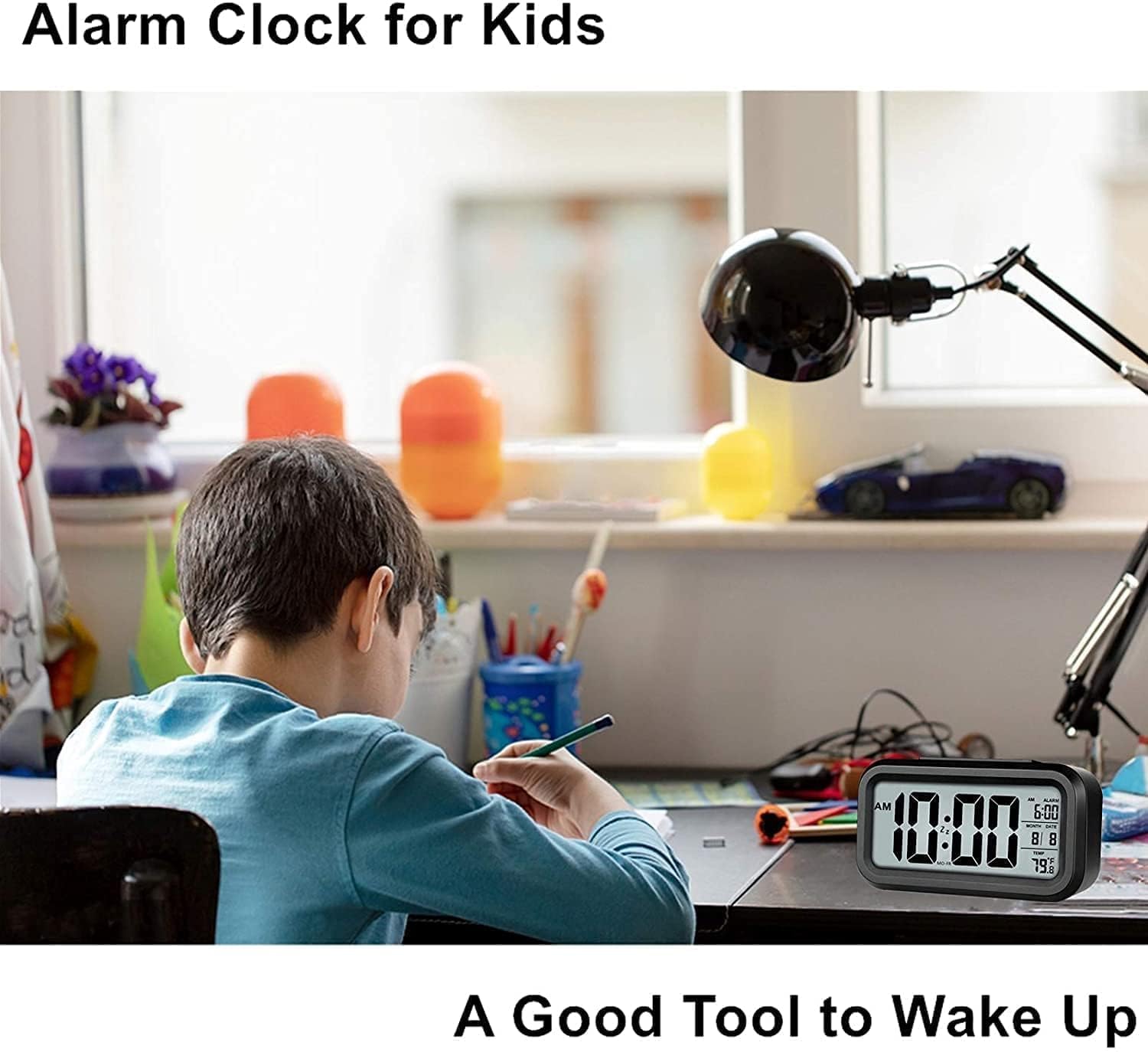 Netora Digital Alarm Clock with Automatic Sensor, Date and Temperature Display, Compact Desk Table Clock for Students, Home, Office, Bedroom, Living Room,Home Decor, Corporate Use 4