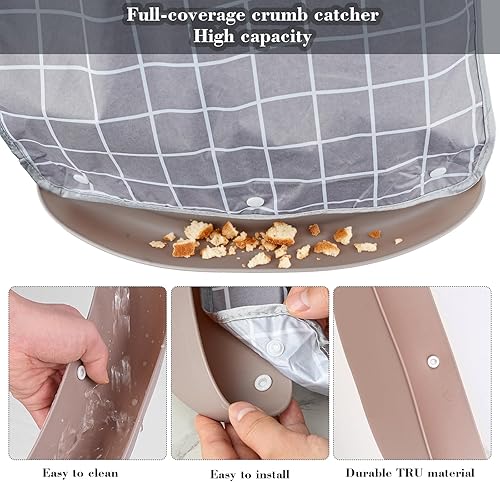 Miniatura 33 de Baberos para adultos, protector de ropa impermeable con atrapador de migas, baberos de comedor reutilizables para ancianos, hombres y mujeres Azul,