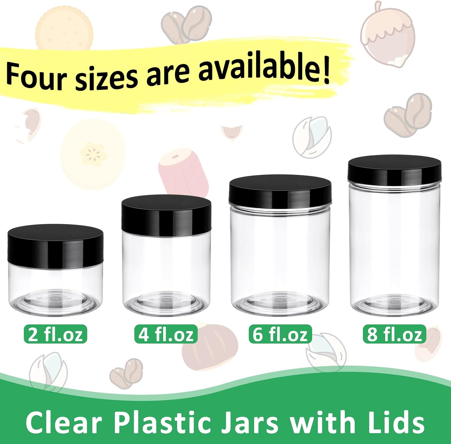 Eupako 48 Pack Plastic Jars with Lids 4 OZ - Empty Clear Cosmetics Containers with Pen and Labels, Round Small Plastic Jars with Screw On Lids for Slime, Makeup, Butter, Cream, Lotion, Pot, Dry Food