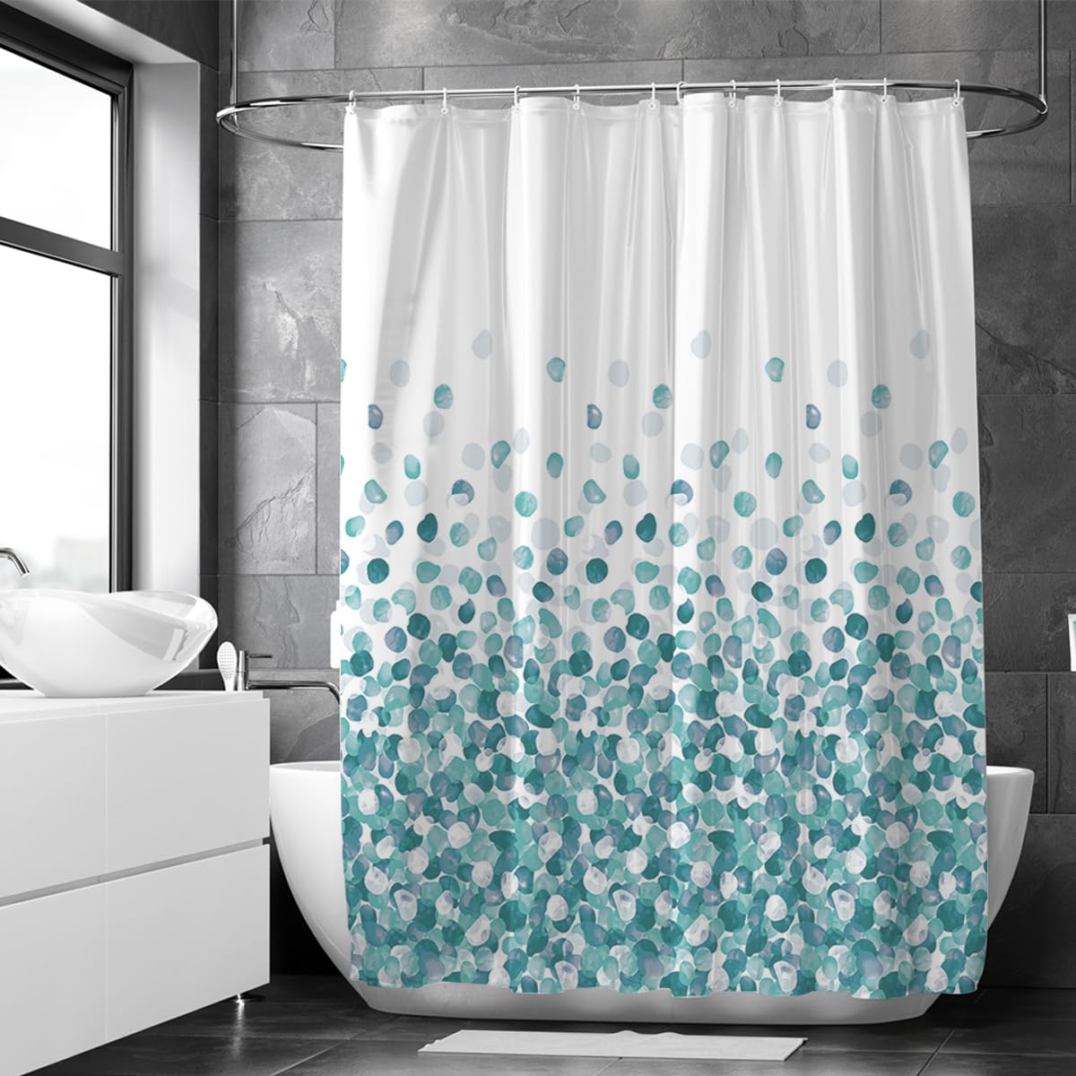 Loti Living Anti-Schimmel Duschvorhang - 180x200 cm - Ozean - Wasserfestes Polyester - Inkl. Ringe - Shower Curtains - Für Badewanne