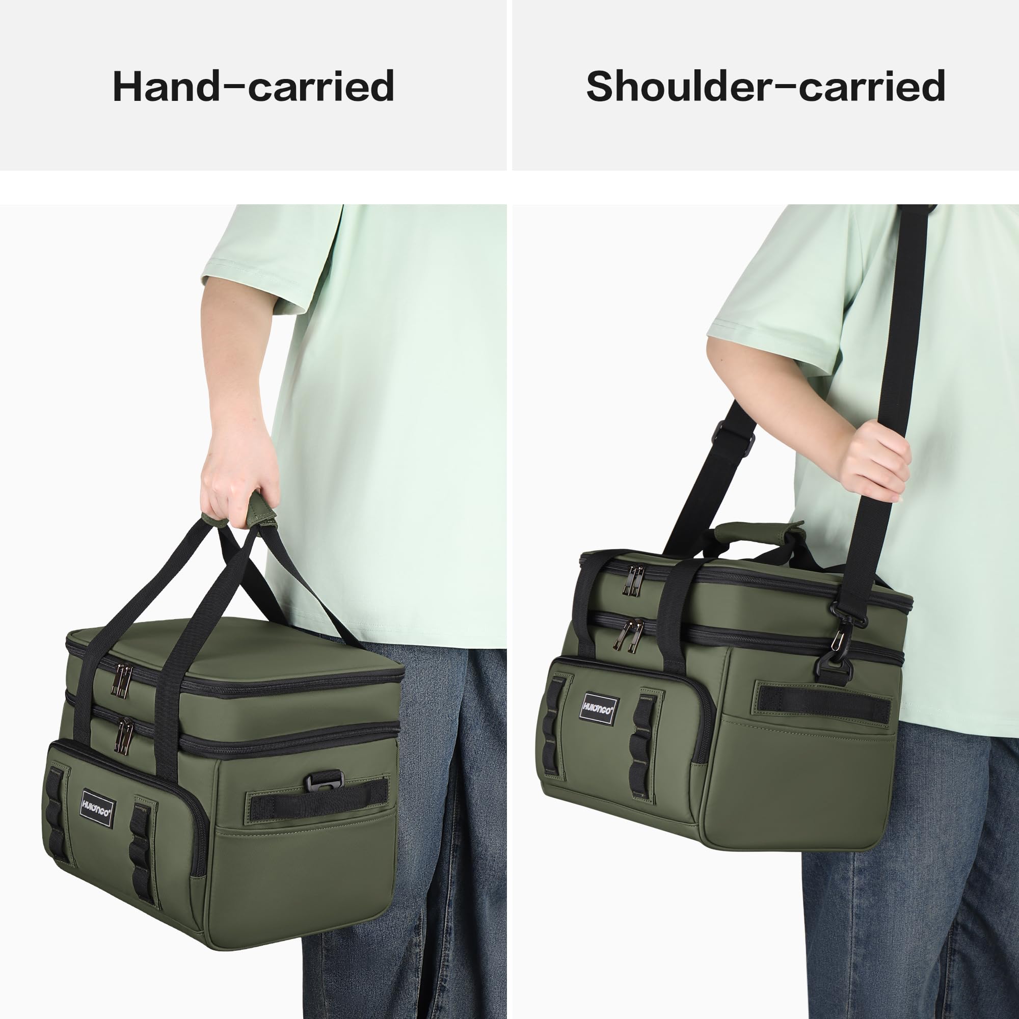 Hulongo Borsa termica per il pranzo, 20 l, 30 lattine, verde | Borsa refrigerante per ghiaccio, morbida per auto, viaggi, attività all'aperto