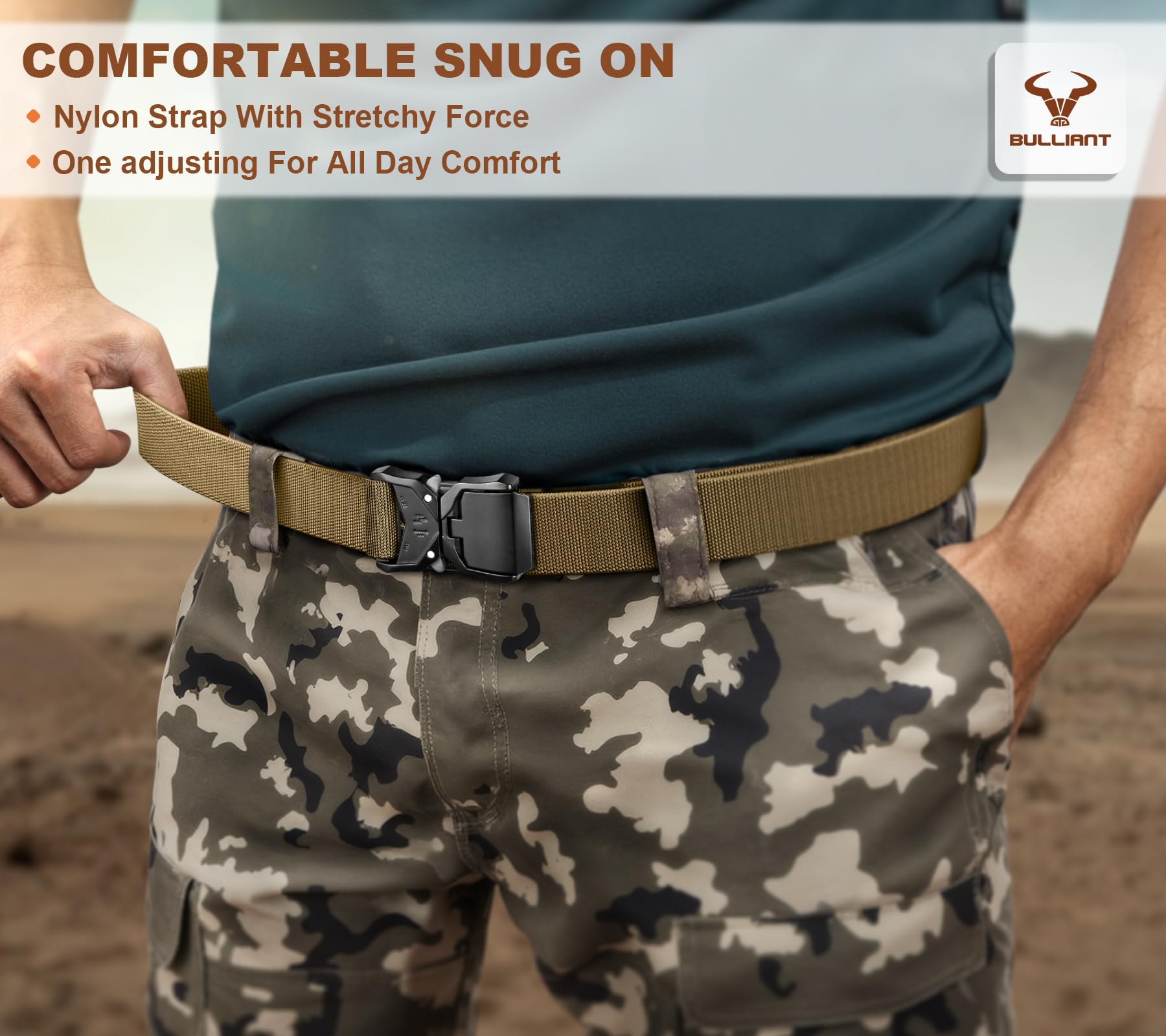 Elastic Rigger Snapklik.com : BULLIANT Mens Tactical Belt Military Rigger Elastic ...