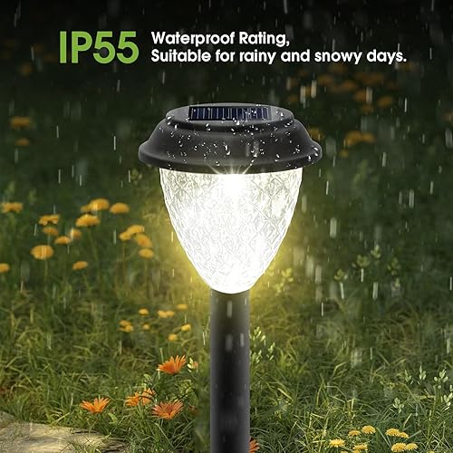 Miniatura 3 de GOODFOEVER Luces solares para caminos al aire libre, paquete de 16 luces solares de jardín alimentadas por energía solar impermeables, luz solar de