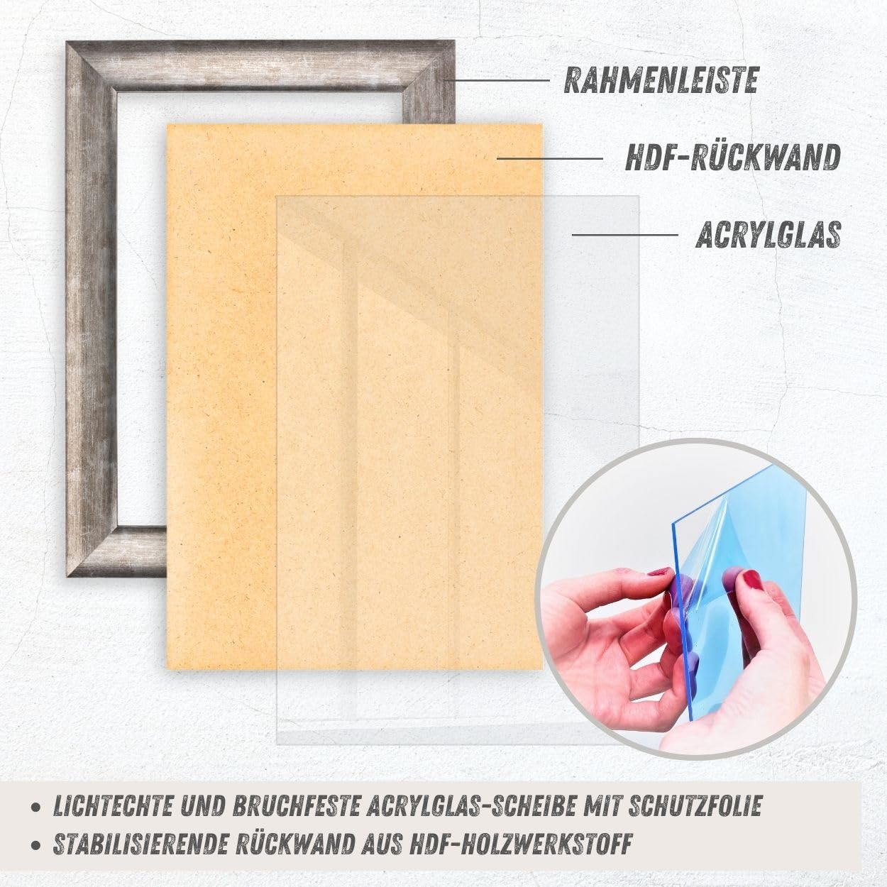 N°74 Barock Bilderrahmen 20x20 cm Bildmaß, Silber, Massivholz