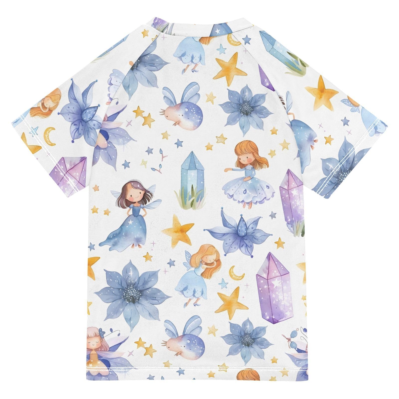 Boys Rash Guard Short Sleeve Swim Shirts for Boys Fairy Cute Sun Protection 7-8T