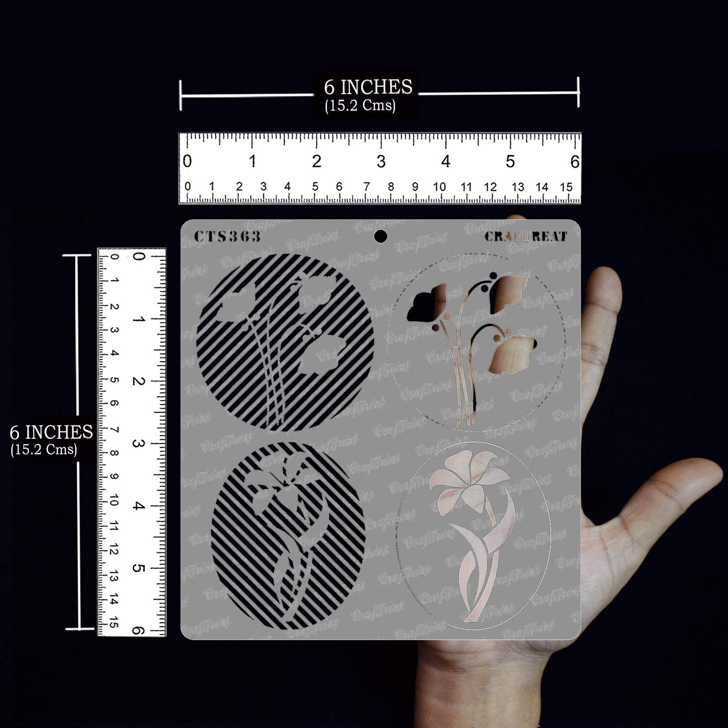 CrafTreat Blumenschablonen 15,2x15,2cm - Wiederverwendbare Malvorlagen