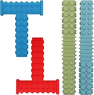 Sensory Chew Tubes for Autistic Children, 4 Pack Silicone Chewy Sticks Oral Motor Tool for Sensory Kids with Autistic, Biting ADHD, SPD, Teether Toys for Babies 3-6 6-12 Months, BPA Free
