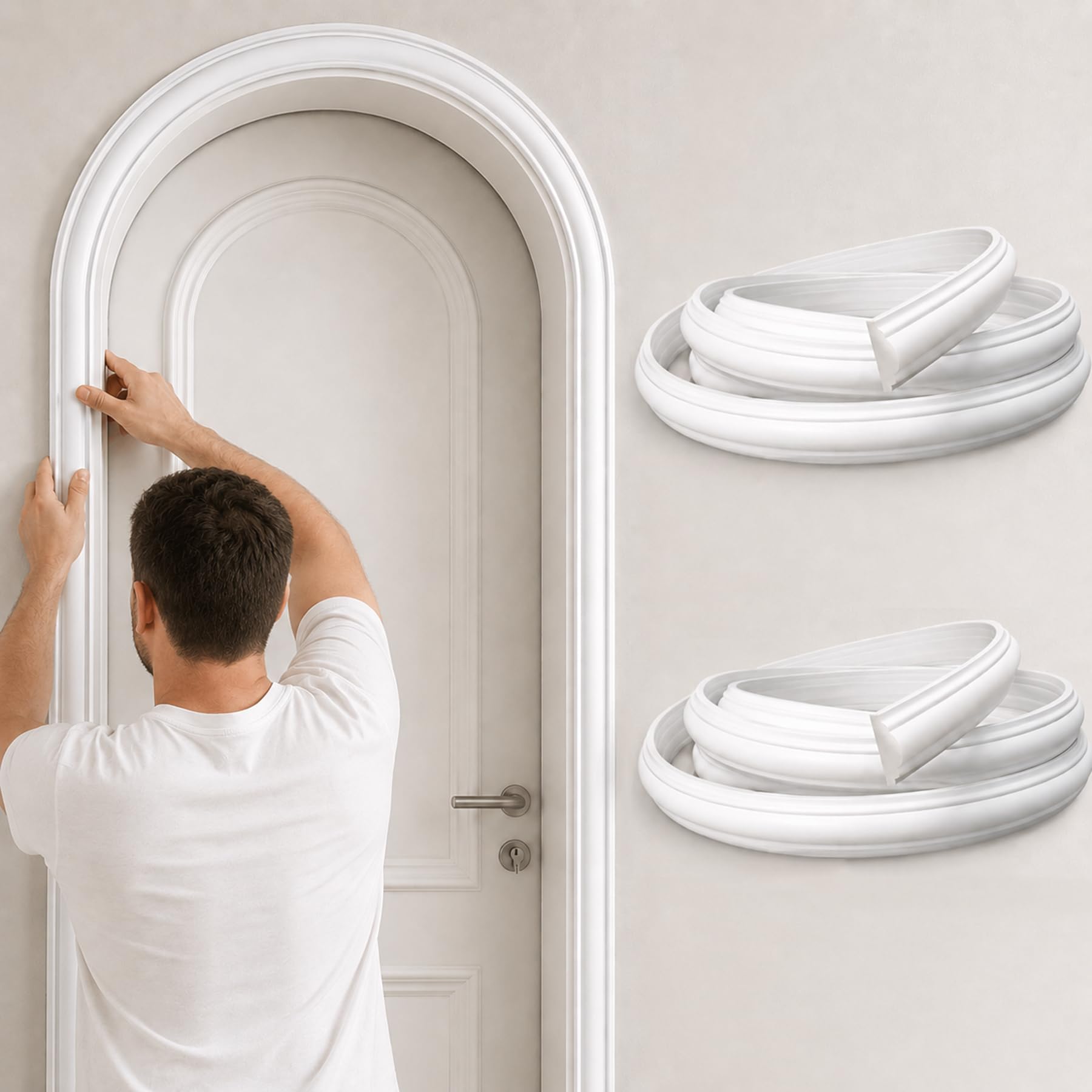 CBBEONRN Flexible Wall Molding Trim for Interior Decoration Paintable PVC Decorative Trim for Walls Ceiling Cabinets And DIY Home Waterproof Molding W 3cm,L 7m