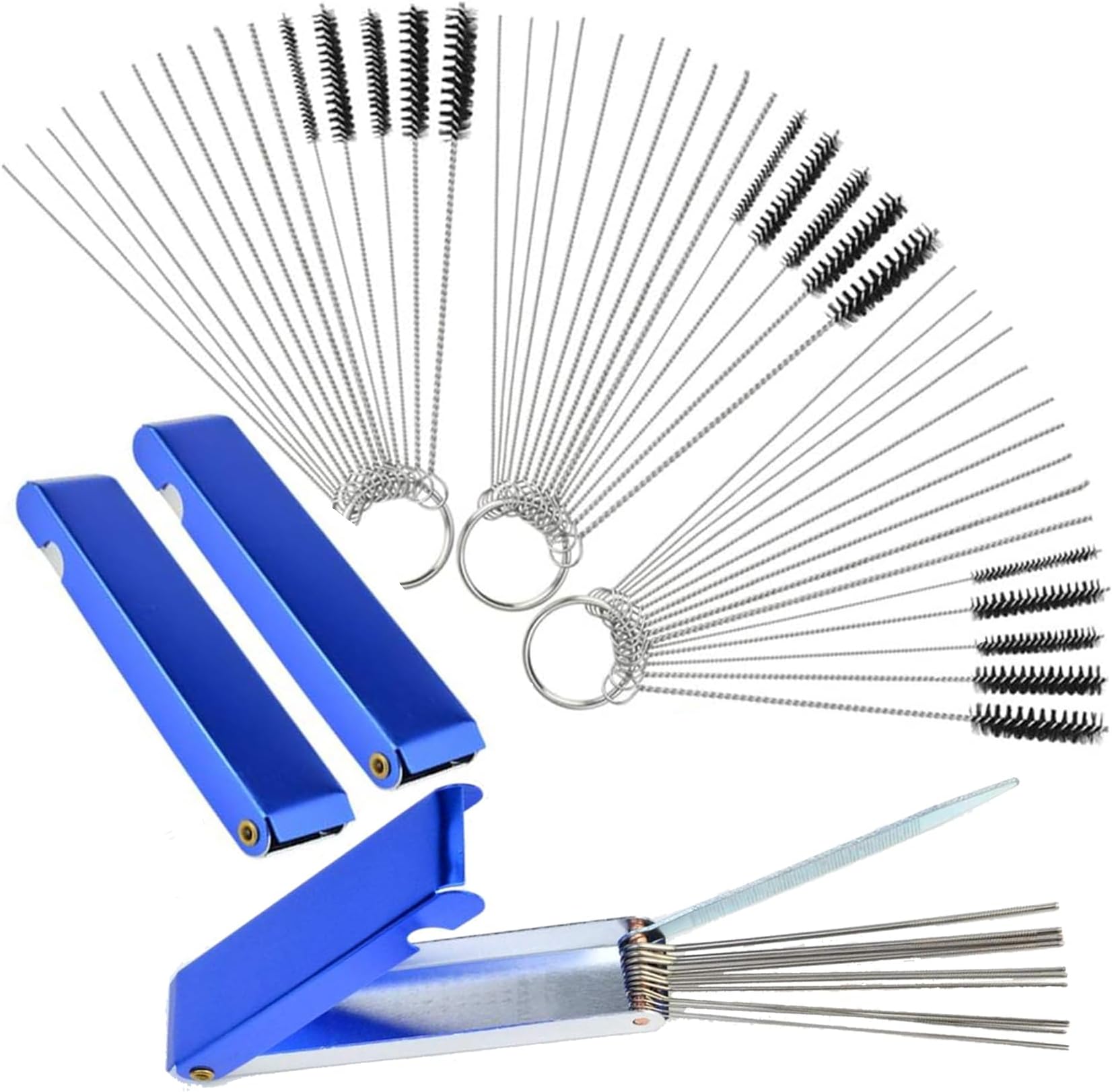 Topbuti Carburetor Carbon Dirt Jet Remove Cleaner Set, 39 Pcs Cleaning Wires 30 Pcs Cleaning Needles and 15 Pcs Nylon Cleanning Brushes Tool Kit for Motorcycle Moped Welder Carb