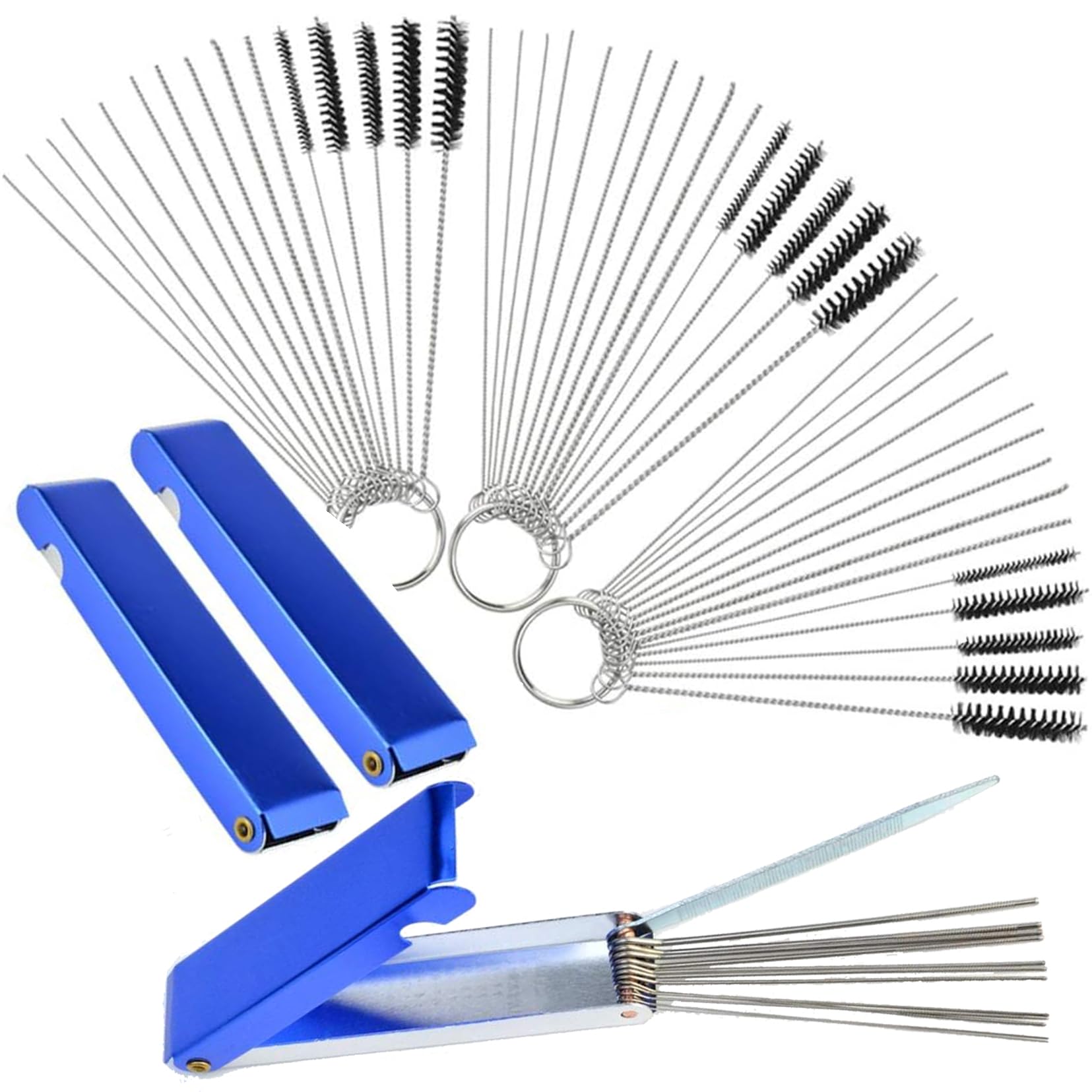 Carburetor Carbon Dirt Jet Remove Cleaner Set, 39 Pcs Cleaning Wires 30 Pcs Cleaning Needles and 15 Pcs Nylon Cleanning Brushes Tool Kit for Motorcycle Moped Welder Carb