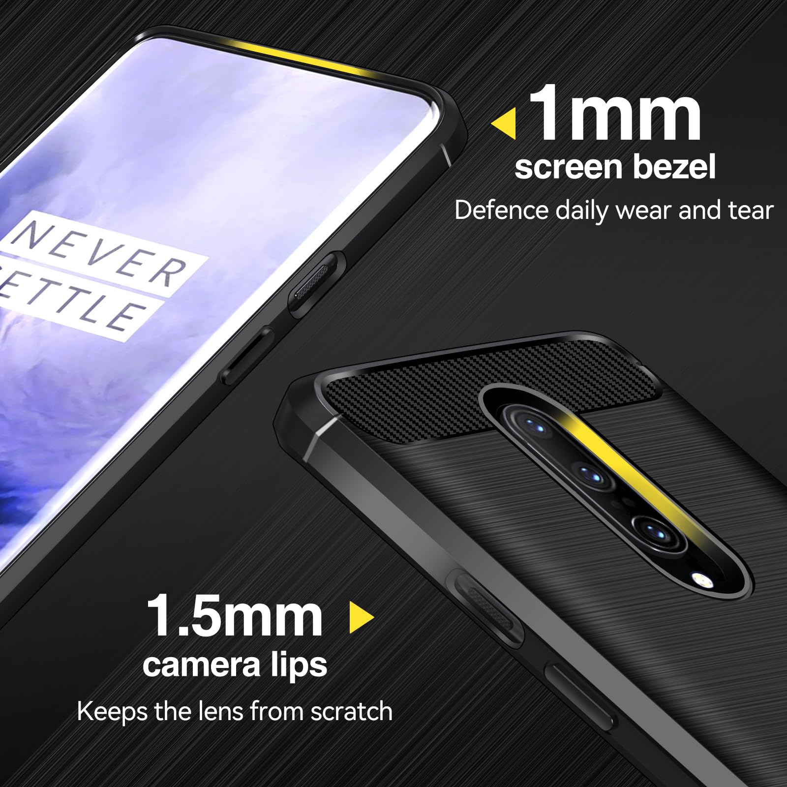 iVoler Cover per Oneplus 7 Pro 4G / Oneplus 7 Pro 5G, [Protezione Antiurto di Grado Militare] Custodia Sottile Morbida in Silicone TPU Anti-Impronte Anti-Graffio Protettiva Case, Nero