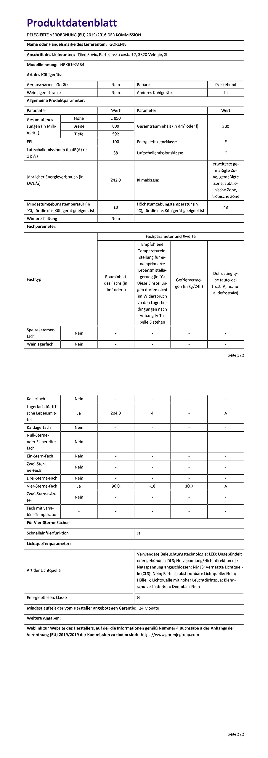 Gorenje FN6192CW congélateur Autoportante 243 L F Blanc
