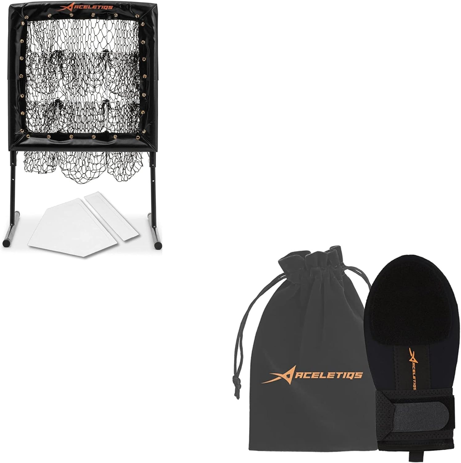 ACELETIQS Pitching Net Practice 9 Pocket Target for Baseball & Baseball Sliding Mitt Baseball for Base Running Bundle : Sports & Outdoors