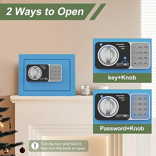 Miniatura 2 de PATRON Pequeña caja fuerte con llave, mini caja fuerte para dinero, pequeñas cajas fuertes para monedas para el hogar con código, pequeña caja de