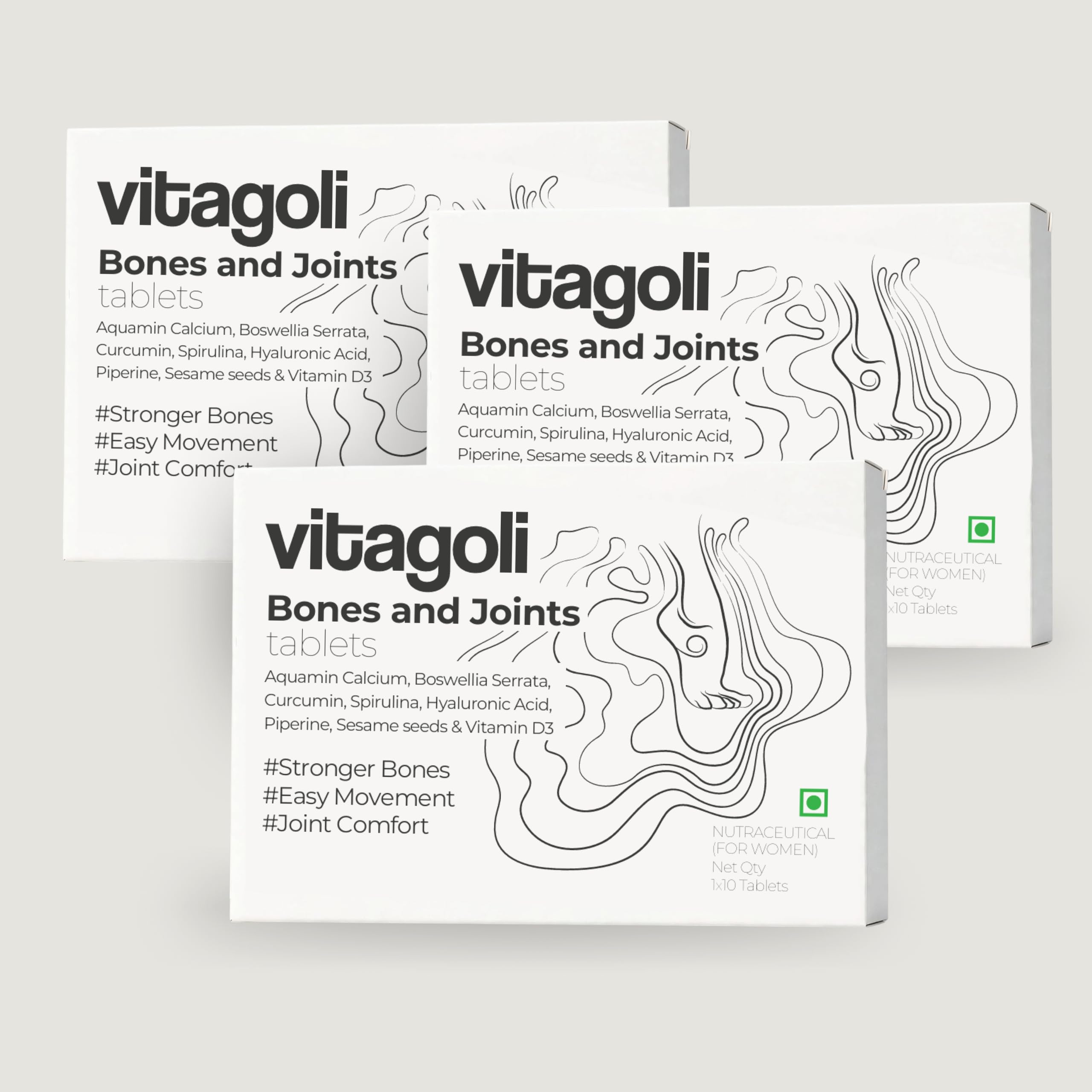 Vitagoli Calcium Tablets for Women | Aquamin Marine Calcium 1000 mg (Provides 300 mg Elemental) + Vitamin D3 (600 IU) | With K2 & Magnesium | Bone & Joint Support | 10 Tablets — Amazon image 8