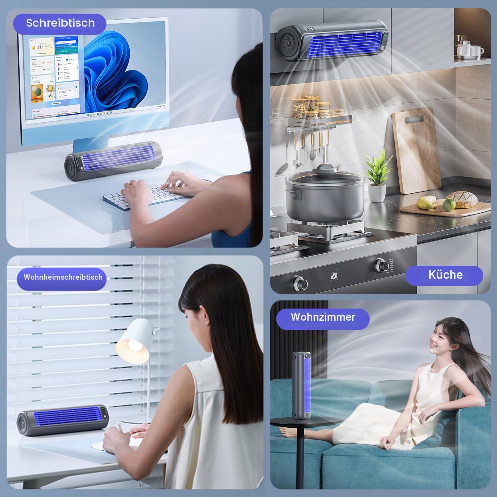 Festberg Cooling Ace ﻿Wand Klimagerät – 3-stufiger, Mobile Air Cooler | ﻿Wand wiederaufladbar Kabelloser Bladeless Evaporative Air Cooler mit 3D-Luftumwälzung, für Küche Schlafzimmer Büro