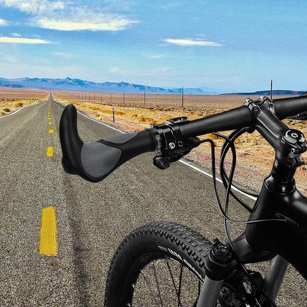 Gindoly Fahrradgriffe Ergonomisch Fahrradlenker jedes Fahrrad - Lenkergriffe für perfekte Griffsicherheit rutschfest Fahrradlenkergriffe Lenker Handgriffe MTB, Schwarz/Grau
