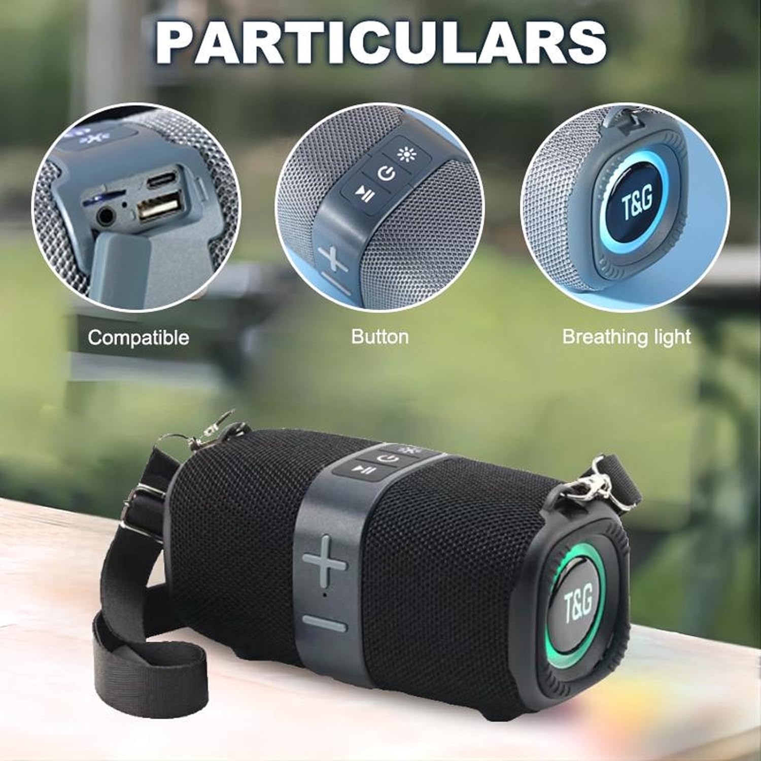 T&G Portable Bluetooth Speaker with Lights, 30W Wireless Loud Stereo Sound, IPX4 Waterproof Outdoor Speaker, 20H Playtime, Perfect for Home, Beach, Party & Gifts - Image 3