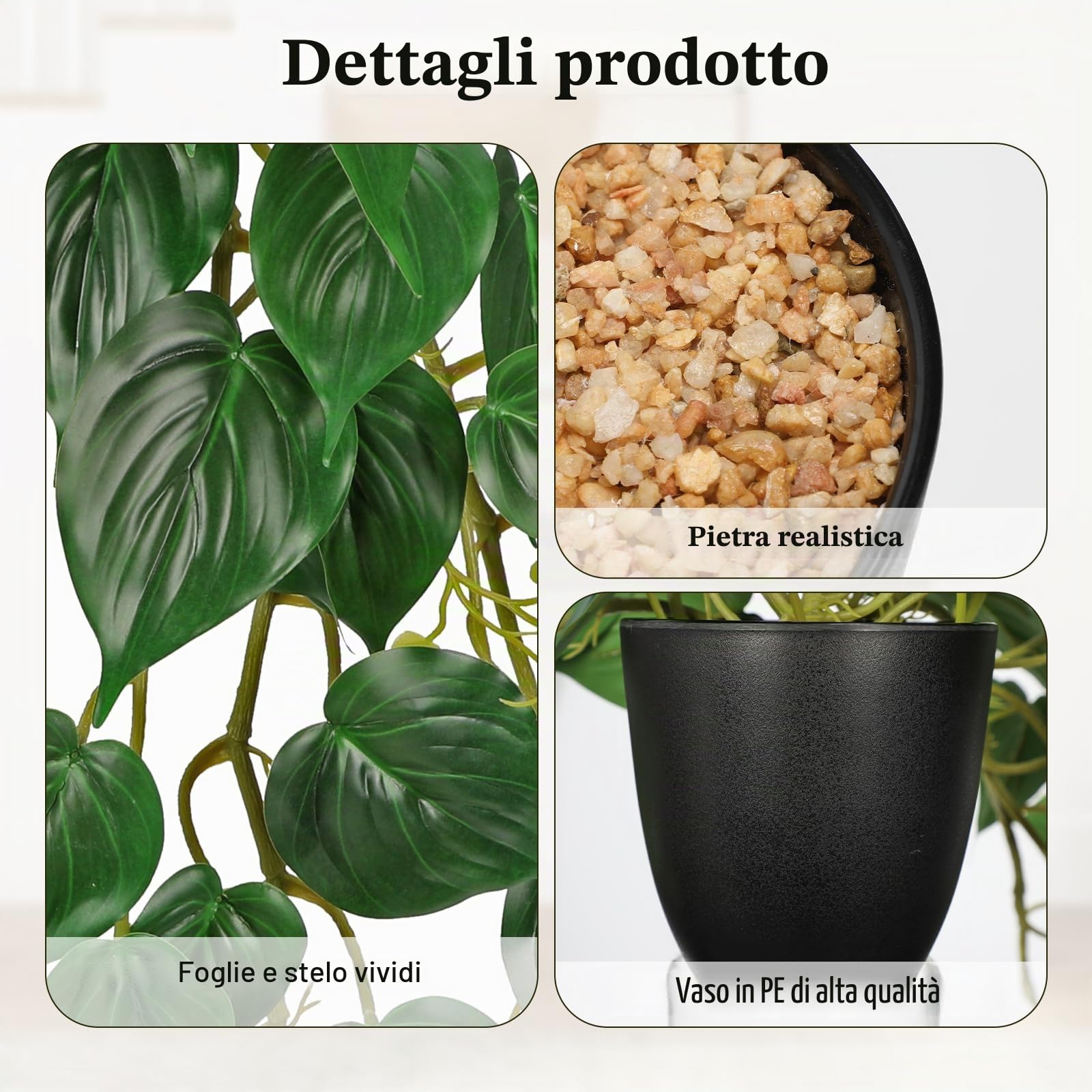 Hollyone Pothos di giada artificiale in vaso per la decorazione, 85 cm Golden Pothos pianta da interni falsificata da appendere in vaso per casa, stanza, ufficio
