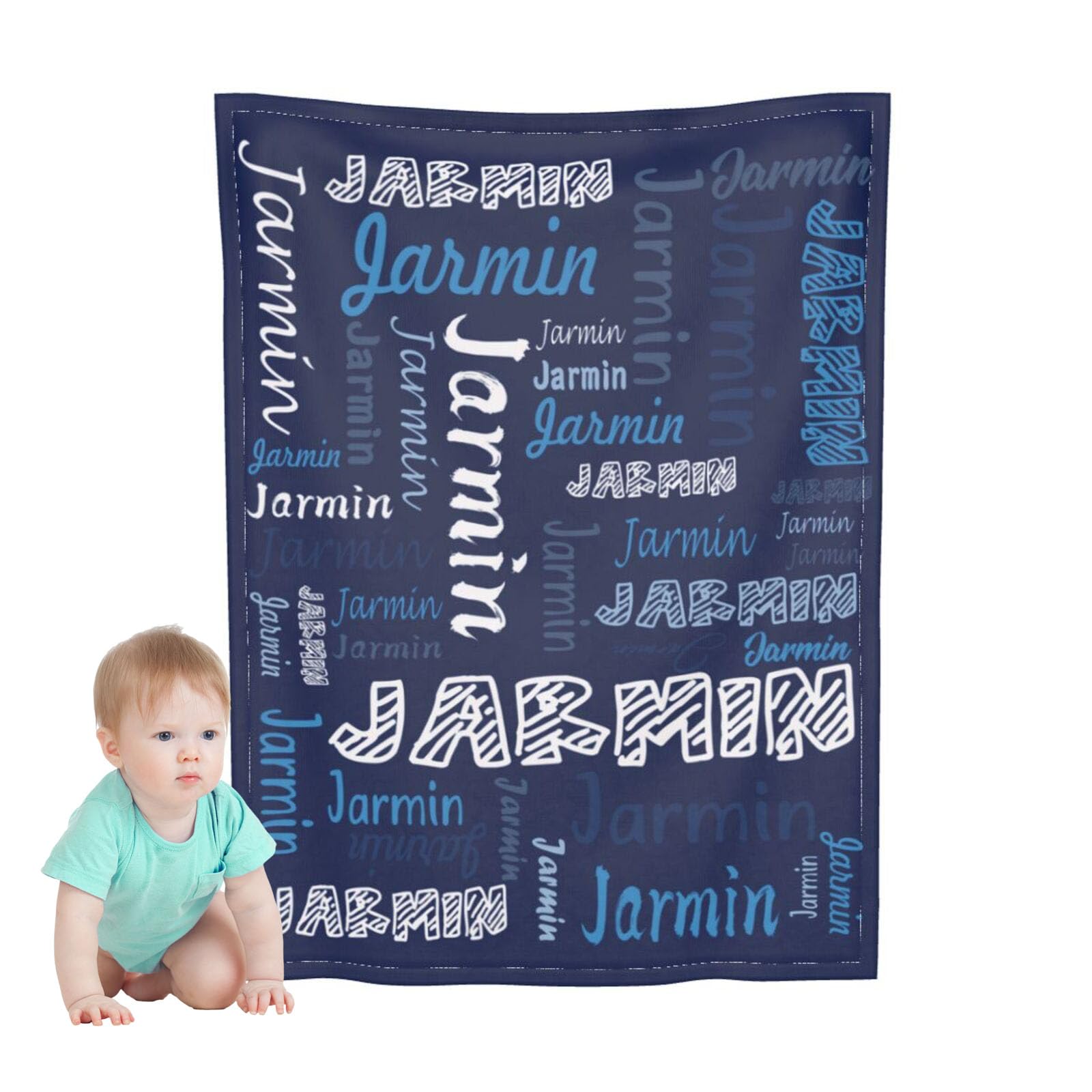 Personalized Baby Blanket for Boys - Custom with Name Soft Throw Blanket for Newborns, Toddlers, Birthday, Nursery Essentials in Multiple Sizes