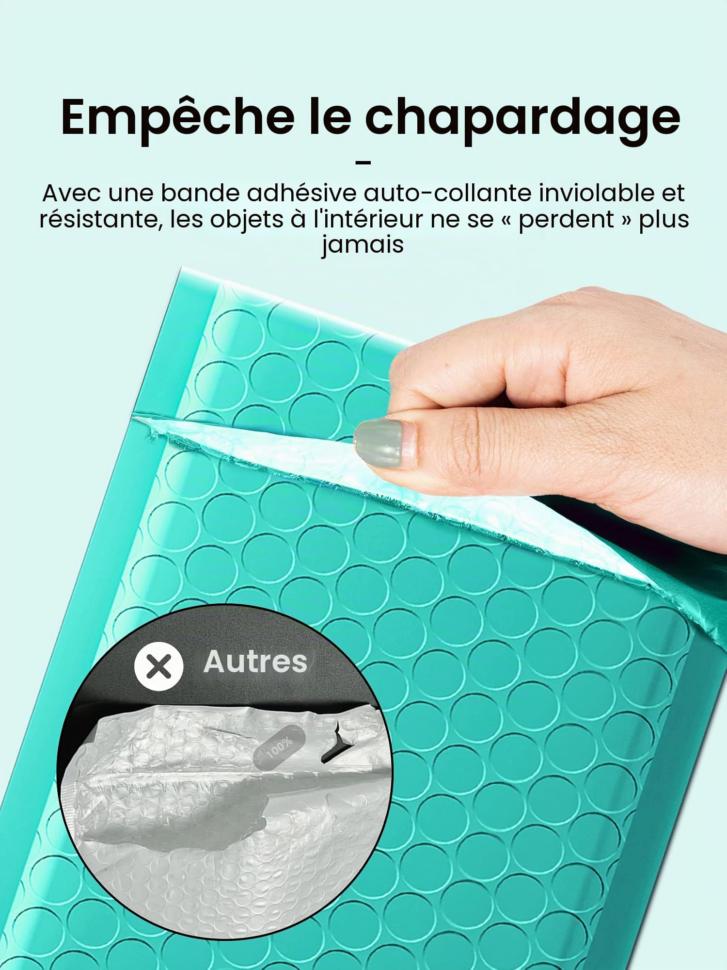 GSSUSA #000#000 Lot de 50 enveloppes à bulles en polyéthylène auto-adhésives pour envoi postal, 10,2 x 20,3 cm, bleu sarcelle
