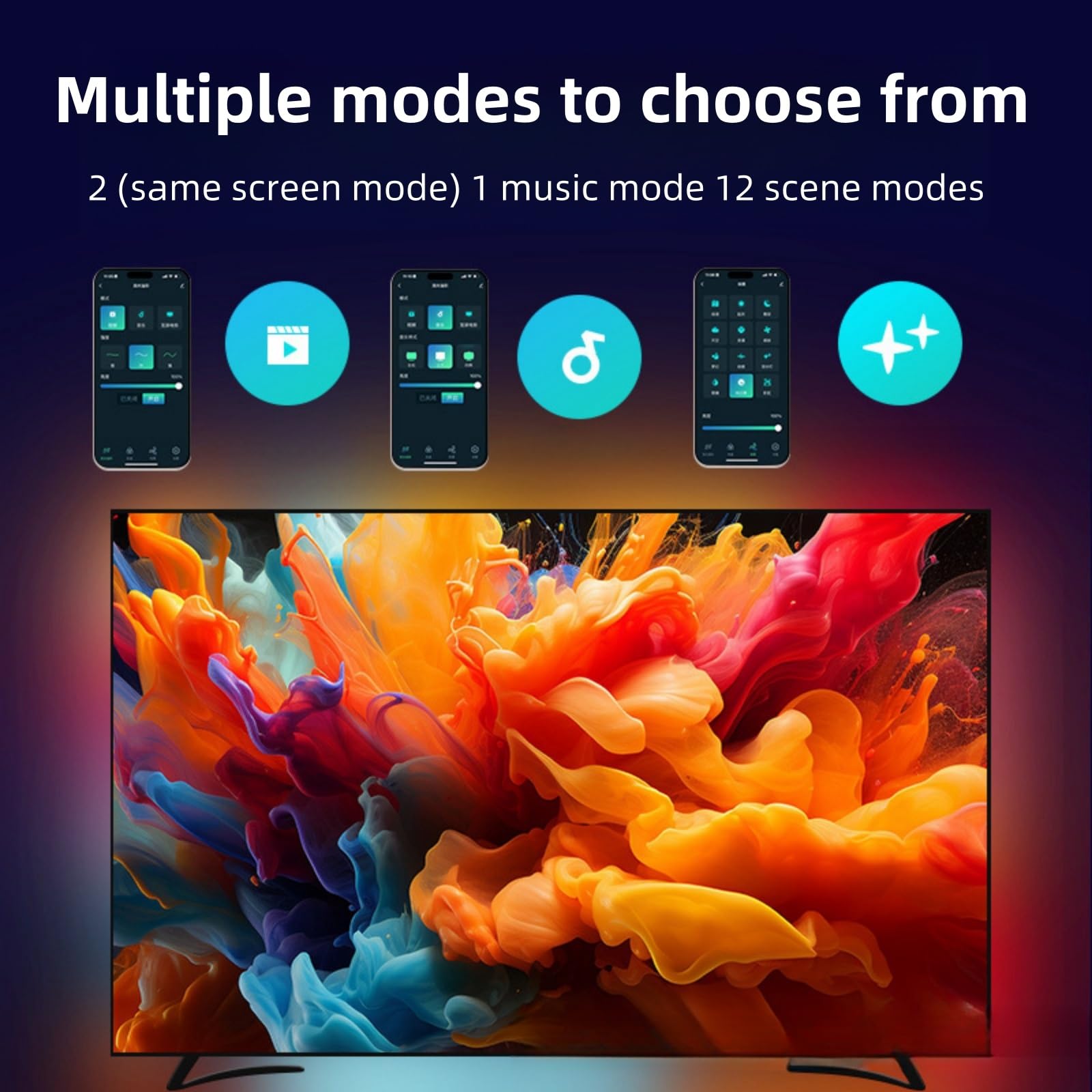 Tv Retroilluminazione A Led APP Streaming Striscia Luminosa Colorata Tv Retroilluminazione Sincronizzata Con Scree Tv Con Luce Dello Schermo Controllo Vocale Sincrono Luce Ambientale Di Fondo(75-85in)