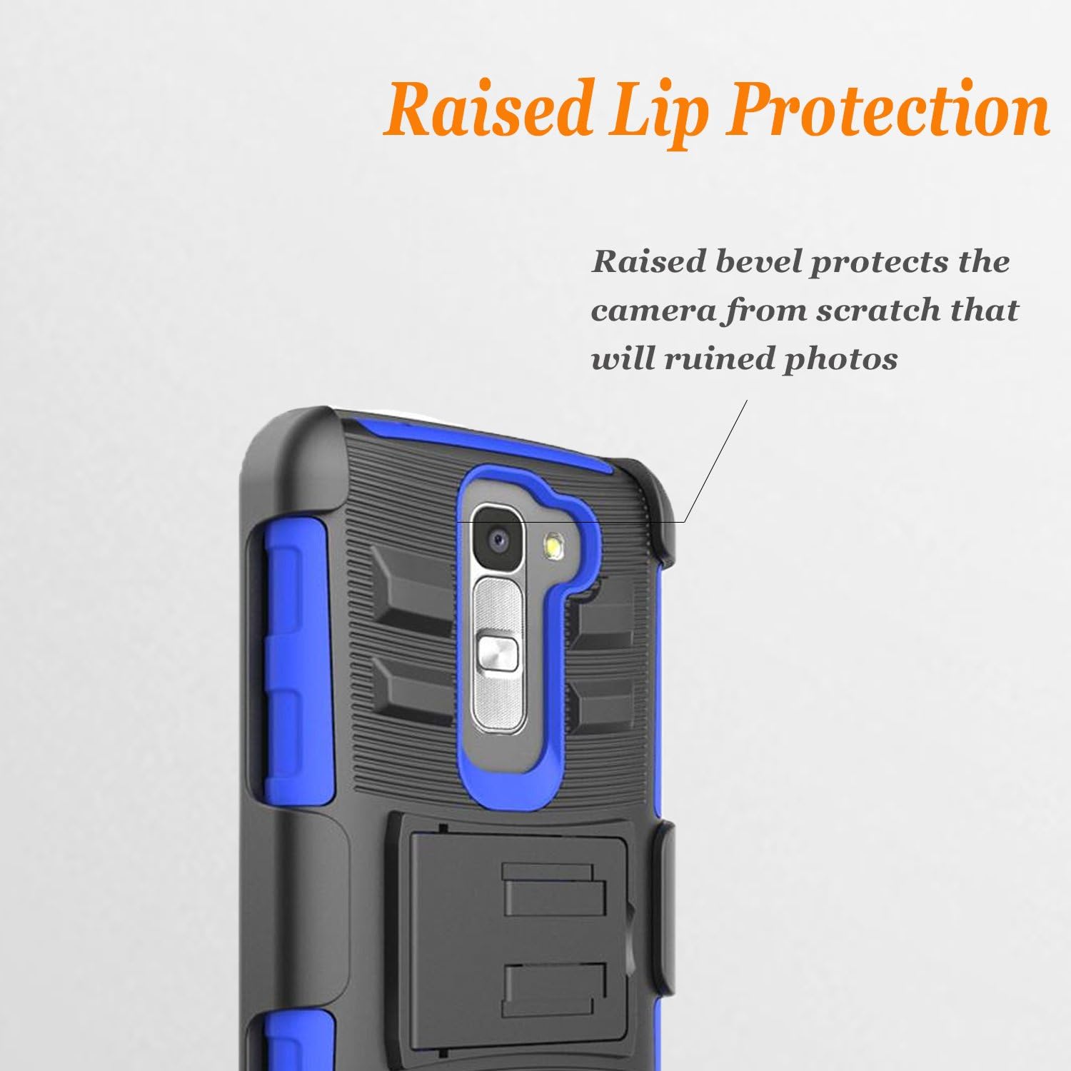 LG K7 Case, LG Treasure LTE Case, LG K8 Case, LG Tribute 5 Case, LG Escape 3 Case, LG Phoenix 2 Case, Circlemalls Combo Rugged Holster Phone Cover with [HD Screen Protector] and Stylus Pen - Blue