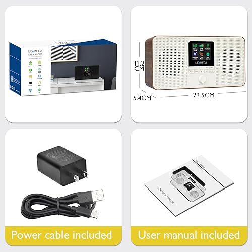 Miniatura 46 de LEMEGA IR4S Radio estéreo WiFi a Internet, radio digital FM, Spotify Connect, altavoz Bluetooth, reloj de alarma dual, 40 preajustes, salida de IR4S